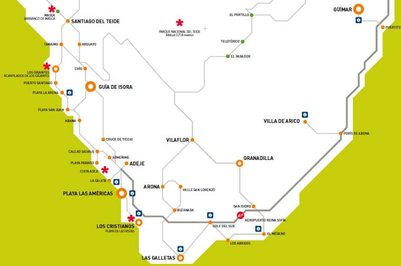 Buslinien Teneriffa Süd